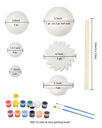 Pllieay Solar System Model Foam Ball Kit for School Science Projects - color: 40 Pieces