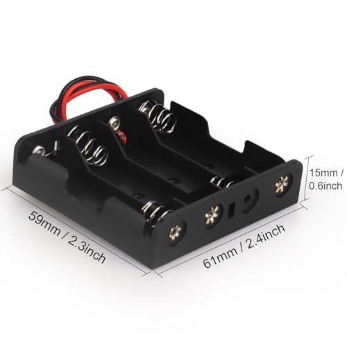 VWEICYY 2PACK 4 AA Battery Holder housing with Leads,2PCS 4 x 1.5V AA Battery Holder Case, Without Cover