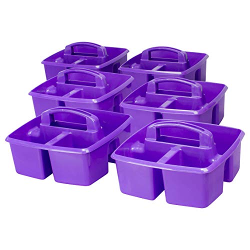 Storex 3-Compartment Small Craft Caddy – Multipurpose Classroom Organizer with Handle, Purple, 6-Pack (00944C06C) - color: Purple, size: 6-Pack, style: Small