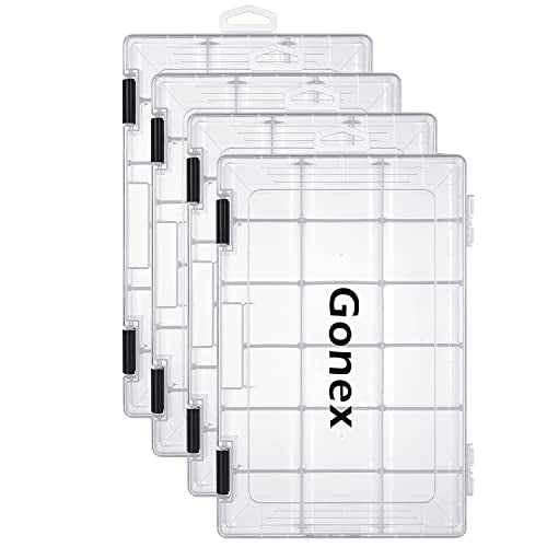 Gonex 3600 3700 Fishing Tackle Trays Lure Box with Adjustable Dividers - color: 4pcs 3600(Tray Size:10.8"x7.09"x1.65")