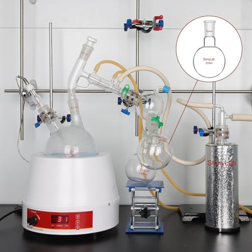 StonyLab Glass 25ml Heavy Wall Single Neck 1 Neck Round Bottom Flask RBF, with 24/40 Standard Taper Outer Joint – 25ml - size: 25 ml