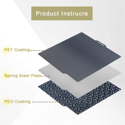 PEO Diamond & PET Carbon Fiber Build Plate for Bambu Lab X2D/P1P/P1S/P2S/X1/X1C/X1E/A1, 257x257mm Double Sided Spring Steel Magnetic Bed, No-Glue Flexible 3D Printer Platform - color: PEO & PET (Diamond & Carbon Fiber), size: 257mm A1 XI P1