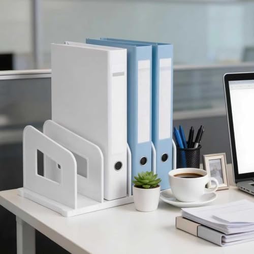 LALOBLUE File Organizer, Acrylic Folder Organizer File Sorter, Plastic Vertical Dividers for Magazine Mail Letter Paper, Desktop Organizers for Office, Classroom & Home(4 Sections, 2 Pack), White - color: White, size: Small
