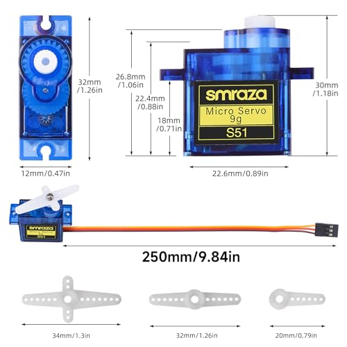 Smraza SG90 9G Micro Servo Motor Kit Metal Gear for Arduino RC Plane 6 Pcs - size: 6