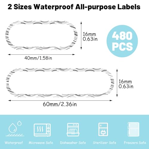 480 Baby Bottle Labels for Daycare, Waterproof Self-Laminating,Black/White - style: Black & White