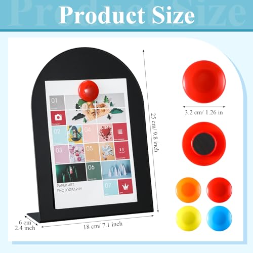 Shimeyao 2 Pcs Black Magnetic Bulletin Board for Tabletops with 8 Magnets 10 x 7 Inch Memo Display Easel Stand for Home Office School Kitchen Table Supplies (Arched) - color: Black, size: 10 x 7 Inch, style: Arched