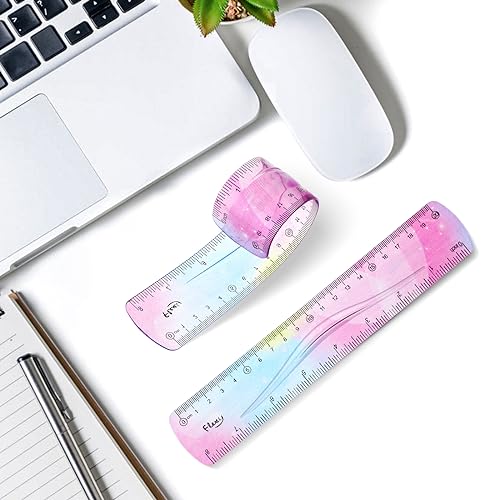 Grevosea 2 Pieces Flexible Ruler, 20cm/8inch Plastic Ruler Shatterproof Straight Edge Ruler Soft Bendable Ruler for School Classroom Office Kids & Adults (8inch) - size: 8inch