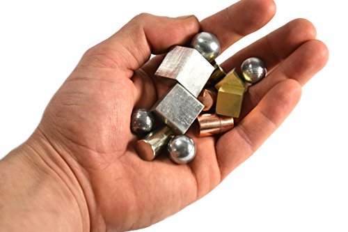 EISCO 12pc Density Metals Variety Set - Brass, Iron, Aluminum, Copper, Zinc & Lead - Assorted Shapes & Sizes - for Studying & Comparing Density & Mass