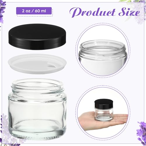 2 oz Glass Jars with Lids, Clear Candle Jars with Black Lids Round Empty Candles Container Tins for Candle Making Storing Lotions Spice Powder Liquid Sample Makeup (48, Clear) - color: Clear, size: 2 oz (48 Pcs)