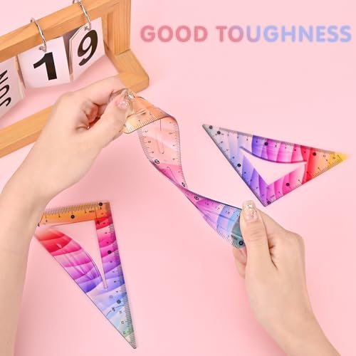 4 Pcs Flexible Rulers Set, Geometry Kit, Bendable Rulers (8 Inch)