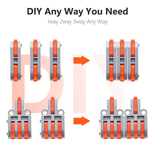 62Pcs Lever Wire Connectors, DIY Mini Compact Splicing Electrical Connectors Assortment Pack Kit for Quick Connect 24-12 AWG