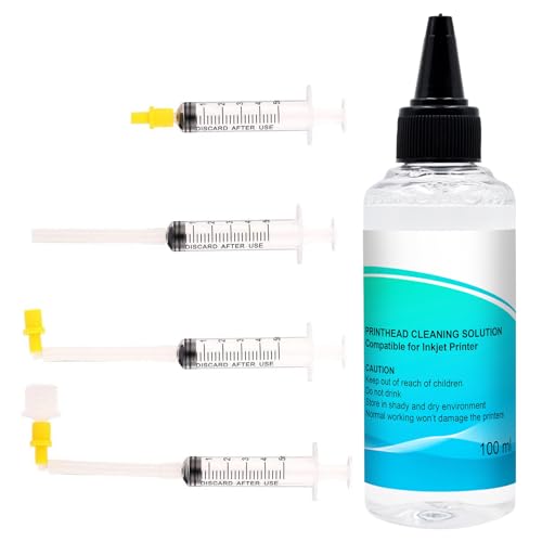 Printhead Cleaning Kit Solution (2 * 100ML) Inkjet Printer Head Cleaning Kit for All Inkjet Printers Epson, Canon, HP, Liquid Printer Head Cleaning Set Solution Inkjet Printer Head Cleaner