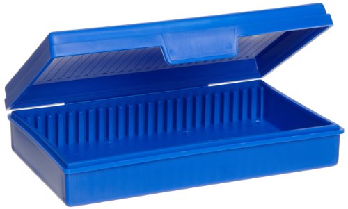 Heathrow Scientific HD15990A Blue Polypropylene 25 Place Economy Microscope Slide Box, 141mm Length x 92mm Width x 36mm Height - size: 25 Place, style: Blue