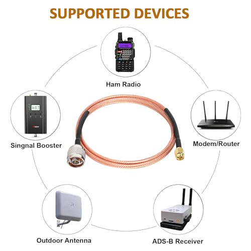MOOKEERF SMA Male to N Male Cable 6ft RG316 SMA to N Cable 50 Ohm for WiFi Router,GPS Receiver,Antenna,Signal Booster etc - size: 6FT
