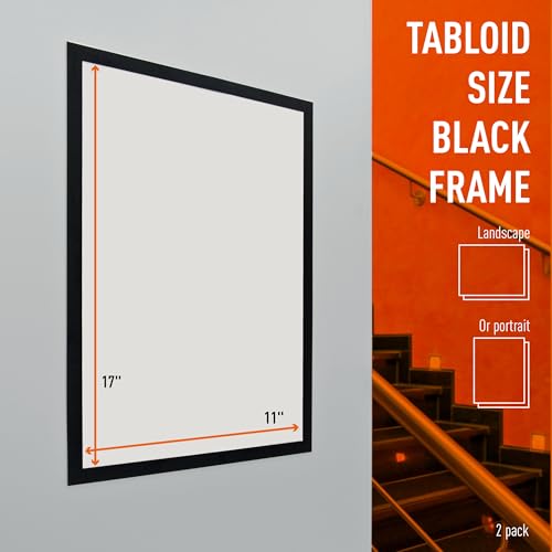 Durable Duraframe Business & Store Self Adhesive Magnetic Sign Holder in Tabloid-Size 11" x 17" Inches - Black Frame - Pack of 4 - color: Black, size: Tabloid, 11" x 17" (Pack of 2)