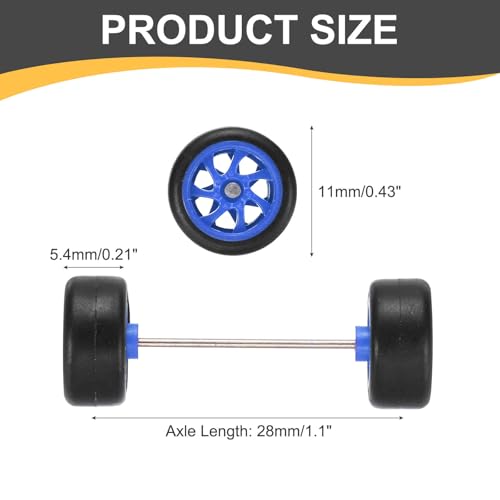MECCANIXITY 4Set 1/64 Wheels and Tires Set Real Riders 7-Spoke Blue Black