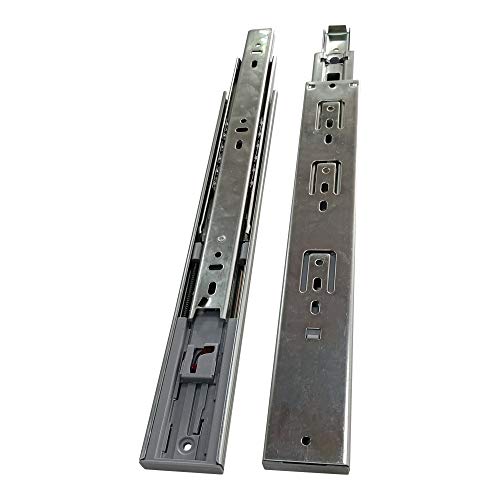16 Inch Heavy Duty Drawer Slides - Soft Close Side Mount Drawer Glides - Full Extension 3 Section Ball Bearing - Zinc Plated Rust Proof Hardware - Black (1 Pair) - size: 16 inches