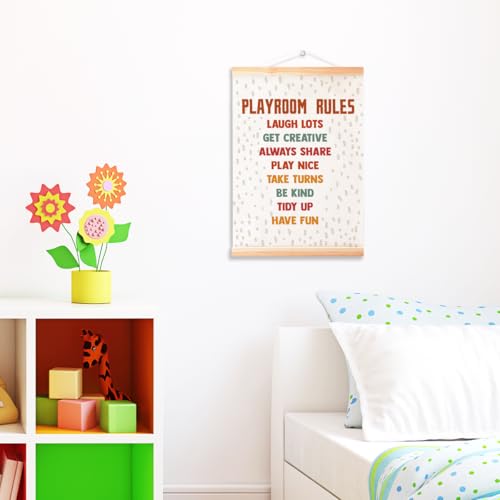 Ybqhd Playroom Rules Poster Hanger Frame,Playroom Wall Decor - color: Playroom Rules