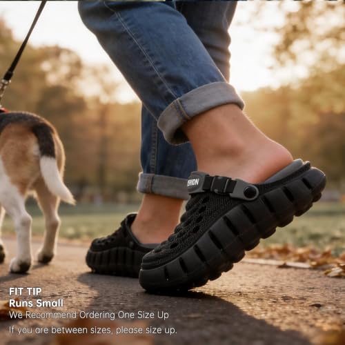 Men's Women's Cloud Clogs, EVA Thick Platform Slip On Non Slip Garden Shoes - color: Black, size: 12-12.5 Women/11-11.5 Men