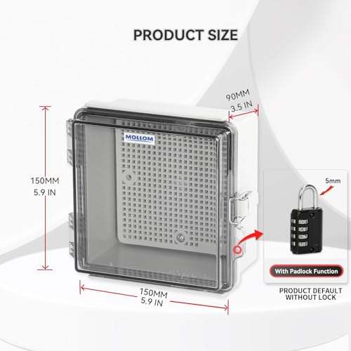 Mollom Transparent Cover Outdoor Junction Box (5.9x5.9x3.5In) - size: 5.9x5.9x3.5"