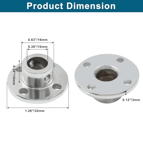 Luomorgo 4 Pcs 10mm/0.39 inch Metal Flange Shaft Coupling - size: 10mm