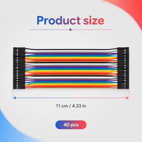 40 Pin Breadboard Jumper Wires Female to Female Compatible for Electronic Breadboard Projects 4.3 inch