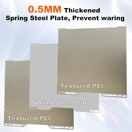 H2S H2D Build Plate Spring Steel Double Sided Textured PEI Platform with QR Code, 0.74mm Gold Textured Flexible Build Plate Flex Building Sheet for Bambu Lab H2S/H2D/H2D Combo 3D Printer, 355x346mm - color: Double Sided Textured PEI, size: 346x355mm(H2D/H