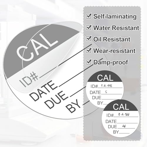 175 Pcs Self Laminating Calibration Labels, Round, Black - color: Black