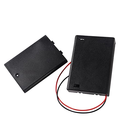4 Pieces 3 Slots 1.5V AA Battery Case Holder Battery Spring Clip Storage Box with Wire and On/Off Switch - size: AA 3 Cell