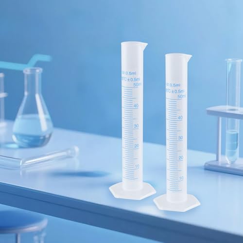 Geesatis 50ML Plastic Graduated Cylinder(10) and 5 ML(20) Plastic Droppers - size: 50ml, style: 10Pcs(and 20Pcs 5ml Plastic Droppers)