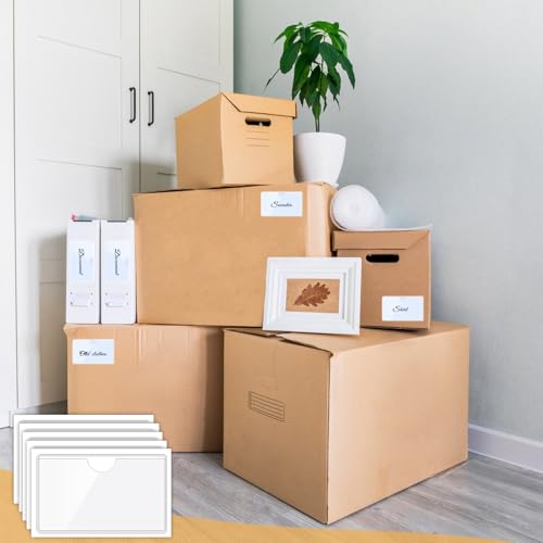 100 Packs Clear Adhesive Pockets Label Holders 3.7 x 2.28''