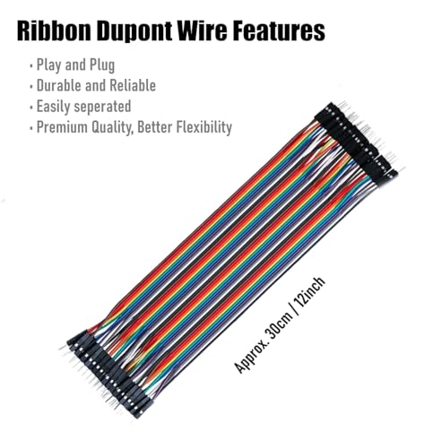 40pcs 30 cm (12 inch) Male to Male Multicolored Dupont Wire Breadboard Jumper Ribbon Cables Kit Compatible with Arduino Projects(M/M) - color: Male to Male, size: 40 PCS - 30 cm
