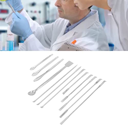 Laboratory Double Ended Stainless Steel Spatula and Reagent Spoon 12Pcs Set for Lab Scientific Experiments Wide Application Easy Scooping