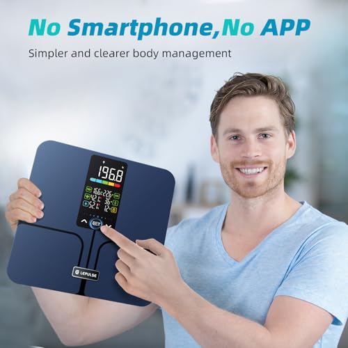 Lepulse No APP Body Fat Scale, 500lb Smart Bathroom Scale for Body Weight - color: Dark Blue