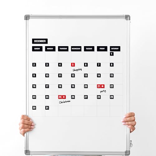 57PCS Numbers & Months Magnets, Double-Sided Magnetic Days of Week, Month Dry Erase Calendar Date Magnets for Whiteboard Refrigerator