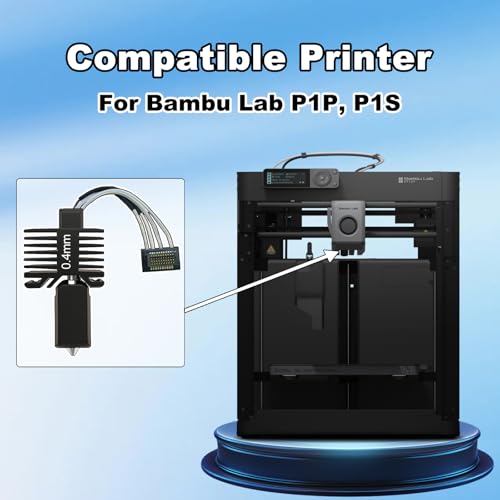2PCS 0.4mm All-Metal Hotend Kit for Bambu Lab P1S/P1P, Upgraded One-Piece Design with Hardened Steel Nozzle, High-Temp Thermistor, Enhanced Heat Block, and 4 Silicone Cleaning Brushes - size: 0.4MM, style: 2PCS
