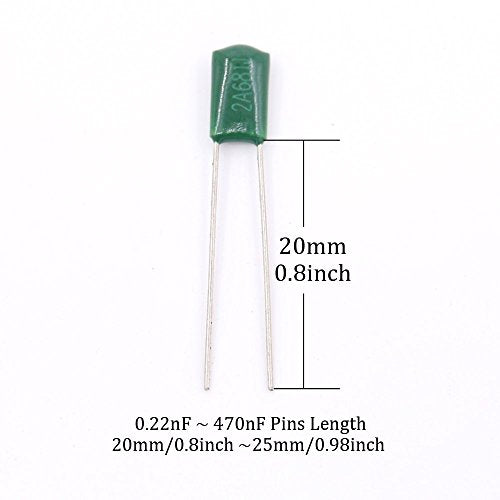 Glarks 24 Value 700PCS 0.22NF- 470NF Polyester Film Capacitor Assortment Kit