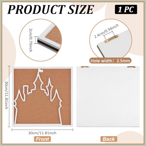 BENECREAT Square Castle Pin Board, 11.8x11.8inch Bulletin Display Board, 0.8inch Thick Wall Mounted Cork Board for Brooch Pin Storage Display Office Home Halloween Decoration (White) - color: White