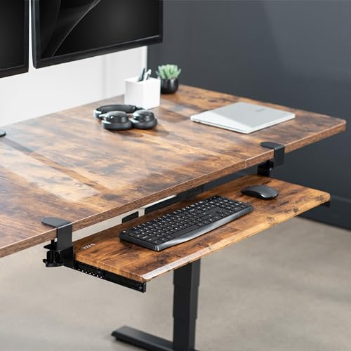 VIVO Vintage Brown Extra Large Clamp-on 34"x11" Keyboard Tray, MOUNT-KB15EN - color: Vintage Brown, size: 34 inch