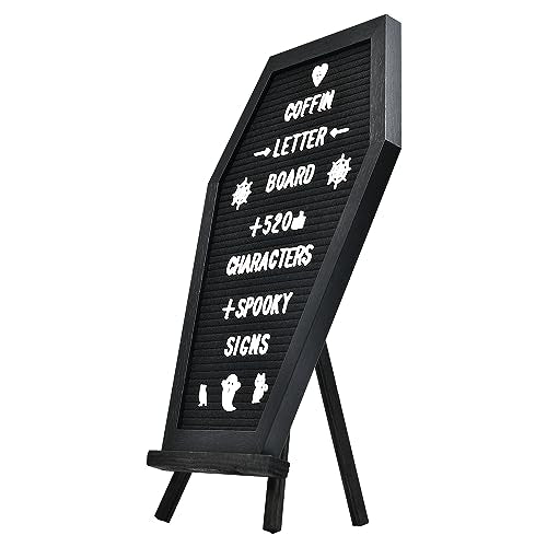 Coffin Letter Board, Halloween Decor, 16x11 Inch, Black - color: Black