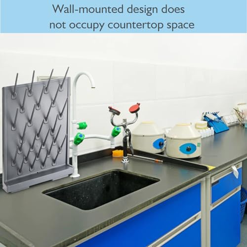 Lab Drying Racks - Lab Supply Pegboard Bench,27 Pegs Drying Rack Lab,Wall Mounted Test Tube Dryer,Detachable PP Lab Rack