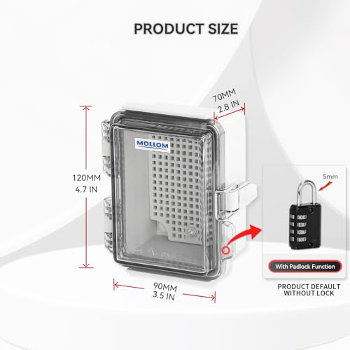 Mollom Transparent Cover Outdoor Junction Box (4.7x3.5x2.8In) - size: 4.7x3.5x2.8"