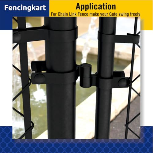 Chain Link Fence Gate Post Hinge Set, 1-5/8 inch OD Pipe, Female Hinge with Bolts and Nuts, 4-Pack (Black, 1-5/8") Powder Coated - color: Black, size: 1-5/8 Inch