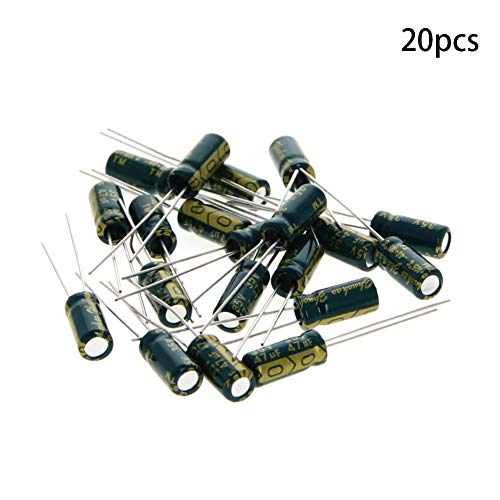 Fielect 20Pcs Aluminum Radial Electrolytic Capacitor 47uF 35V Low ESR Green 5x11mm High Ripple Current,Low Impedance for TV, LCD Monitor, Radio, Stereo, Game - size: 47uF 35V 5x11mm