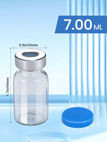 7ml Glass Vials - Self-Healing Injection Port, Sterile Empty Vials with Sealed Cap (10 Pack) - size: 7ml