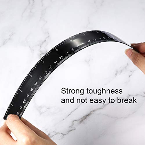 eBoot Plastic Ruler Straight Ruler Plastic Measuring Tool 12 Inches and 6 Inches, 2 Pieces (Black) - color: Black