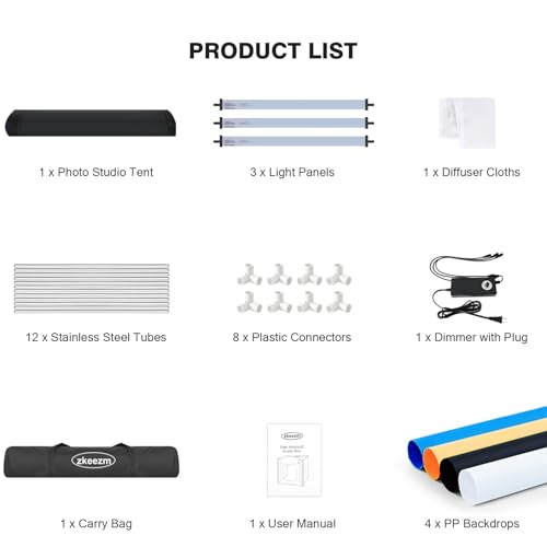 Photo Studio Light Box Photography 32"x32" with 210 LEDs and 4 Colors Backdrops for Product Photography, Foldable Picture Box with Adjustable Brightness 6000-6500K - size: 32 inches with 6000-6500K