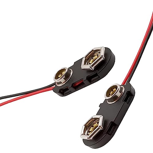 9 V Battery Clip Connector 5.9 inches Long Black and red Lead Wires Cable Connection Hard Shell Connector 15PCS