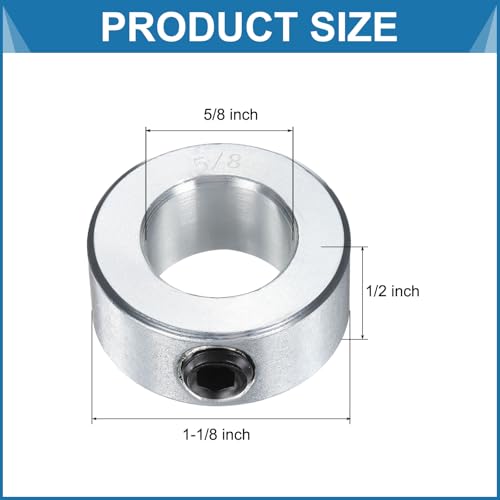 uxcell 6pcs Set Screw Collars 5/8" Bore, Zinc Plated Carbon Steel Shaft Collars, 1-1/8" OD, 1/2" Width Lock Axle Collar Clamp (Hollow Style, Lightweight) - size: 5/8" Borex1-1/8" ODx1/2" Width