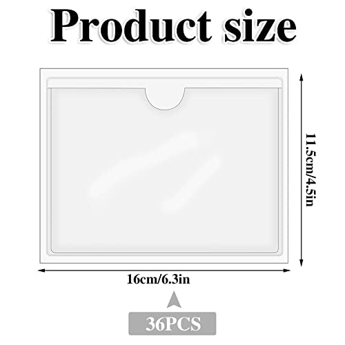 36 Pack Adhesive 4" x 6" Index Card Pockets Clear Plastic Labels Holders - size: 4 x 6 Inches